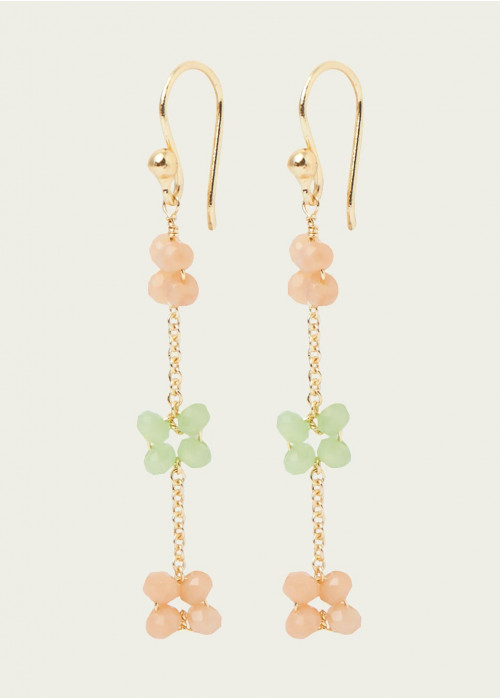 Boucles d’oreilles pendantes fleurs bicolores