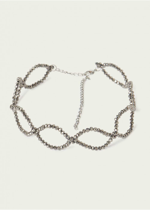 Collier ras-de-cou anneaux perles