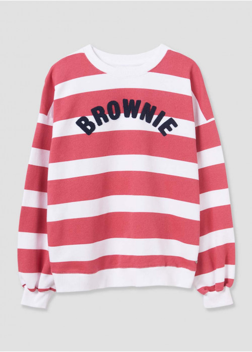 Sweat-shirt rayures brownie brodé