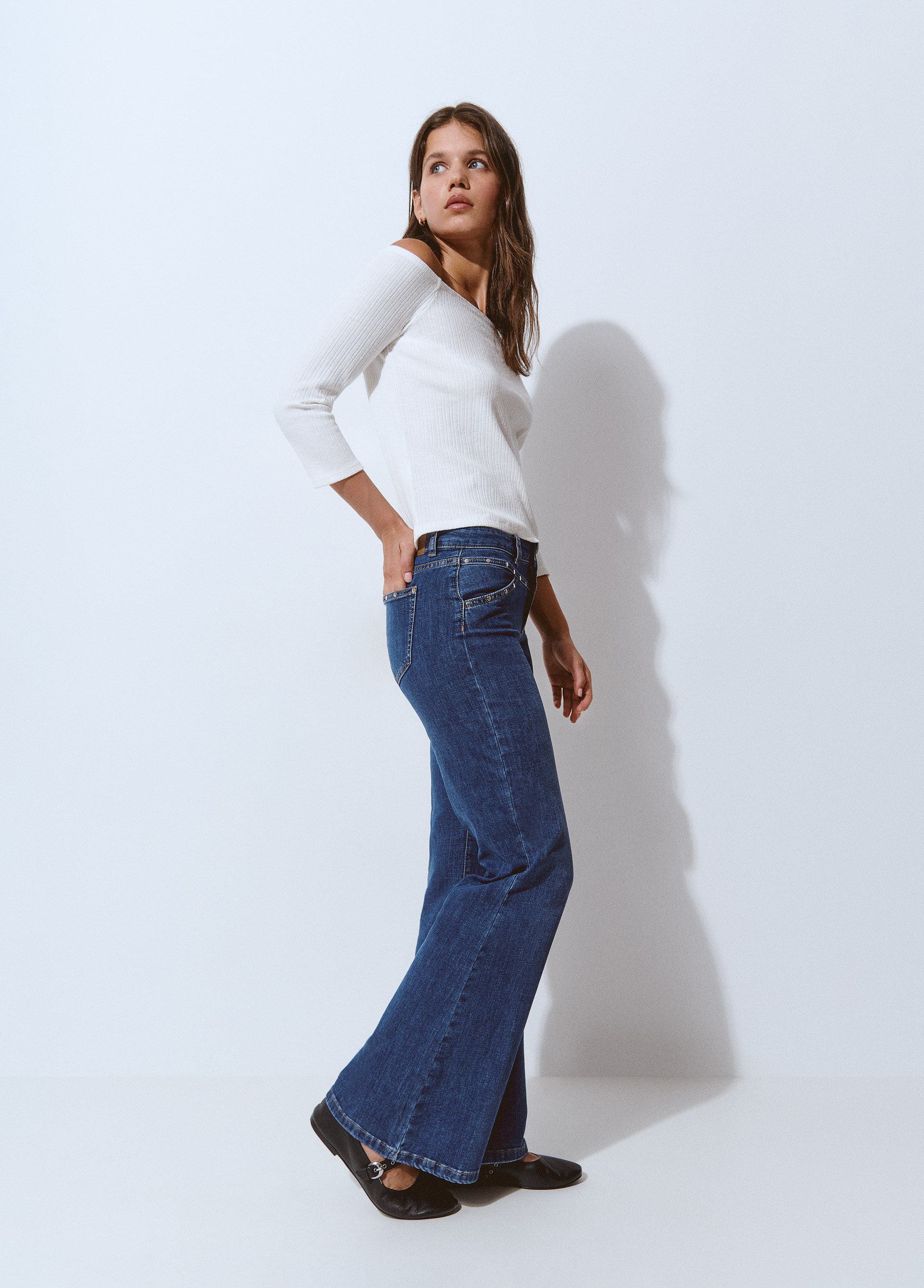 Jupe culotte en jean avec clous BROWNIE