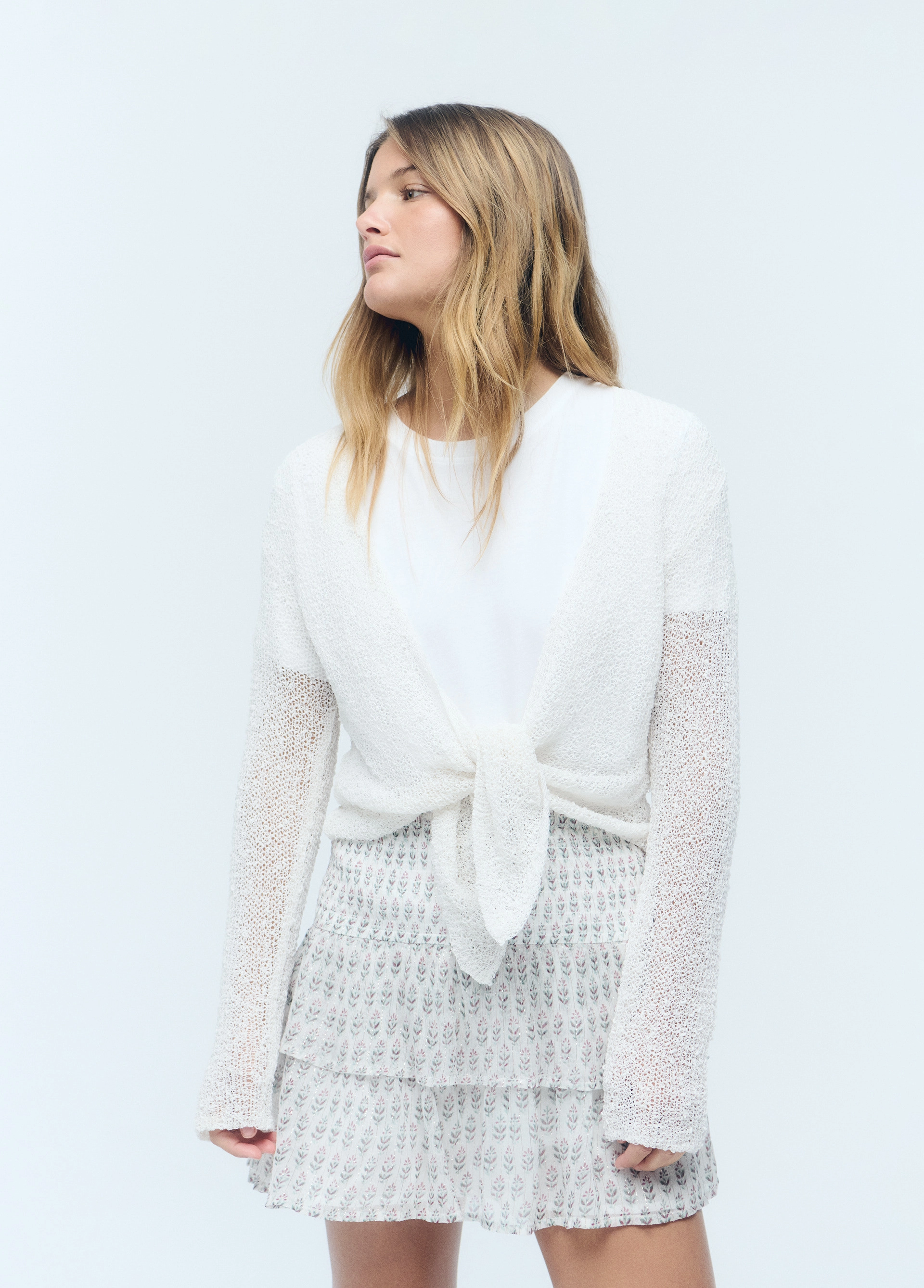 Tie-front knit cardigan