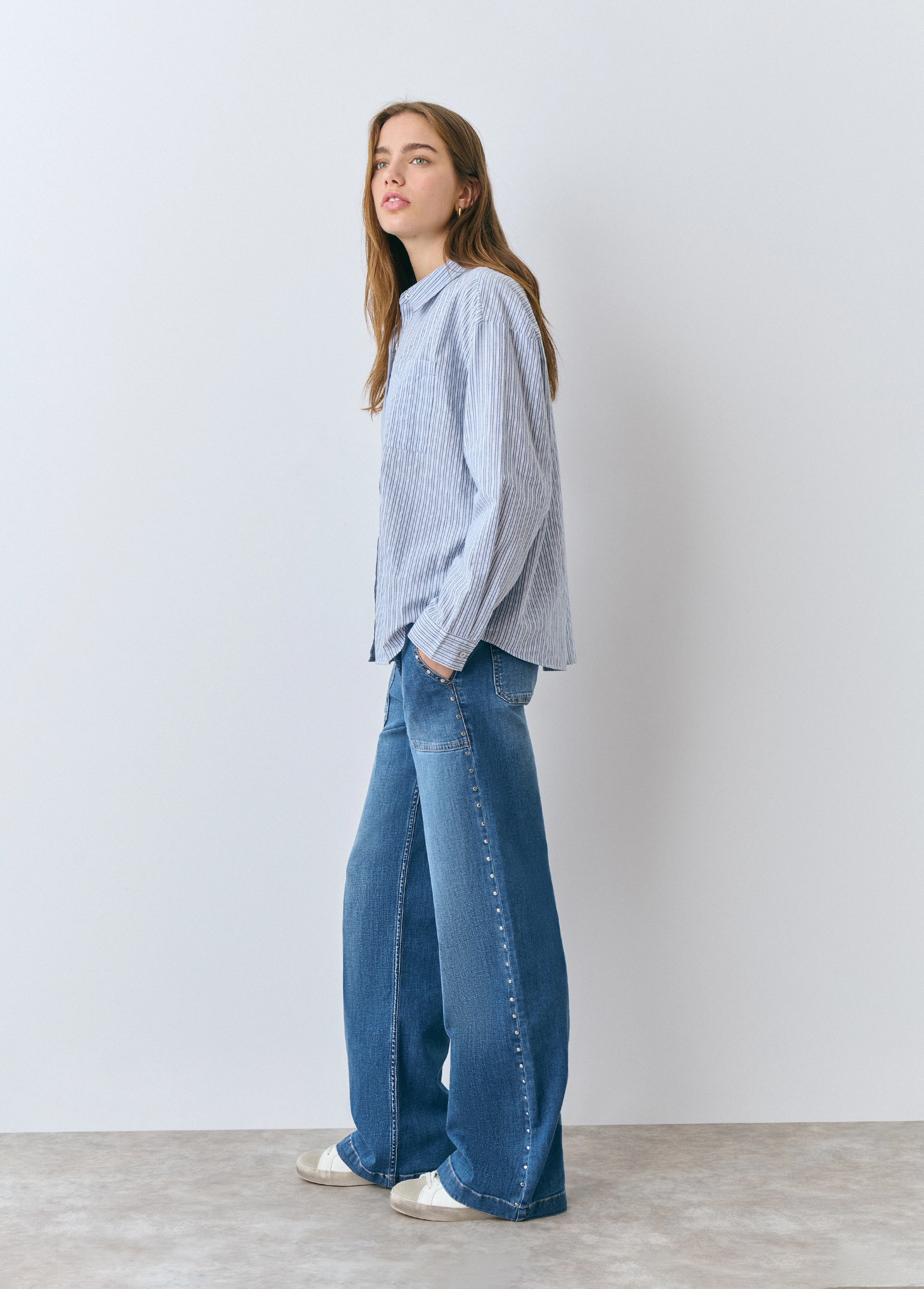 Culotte jeans with studs