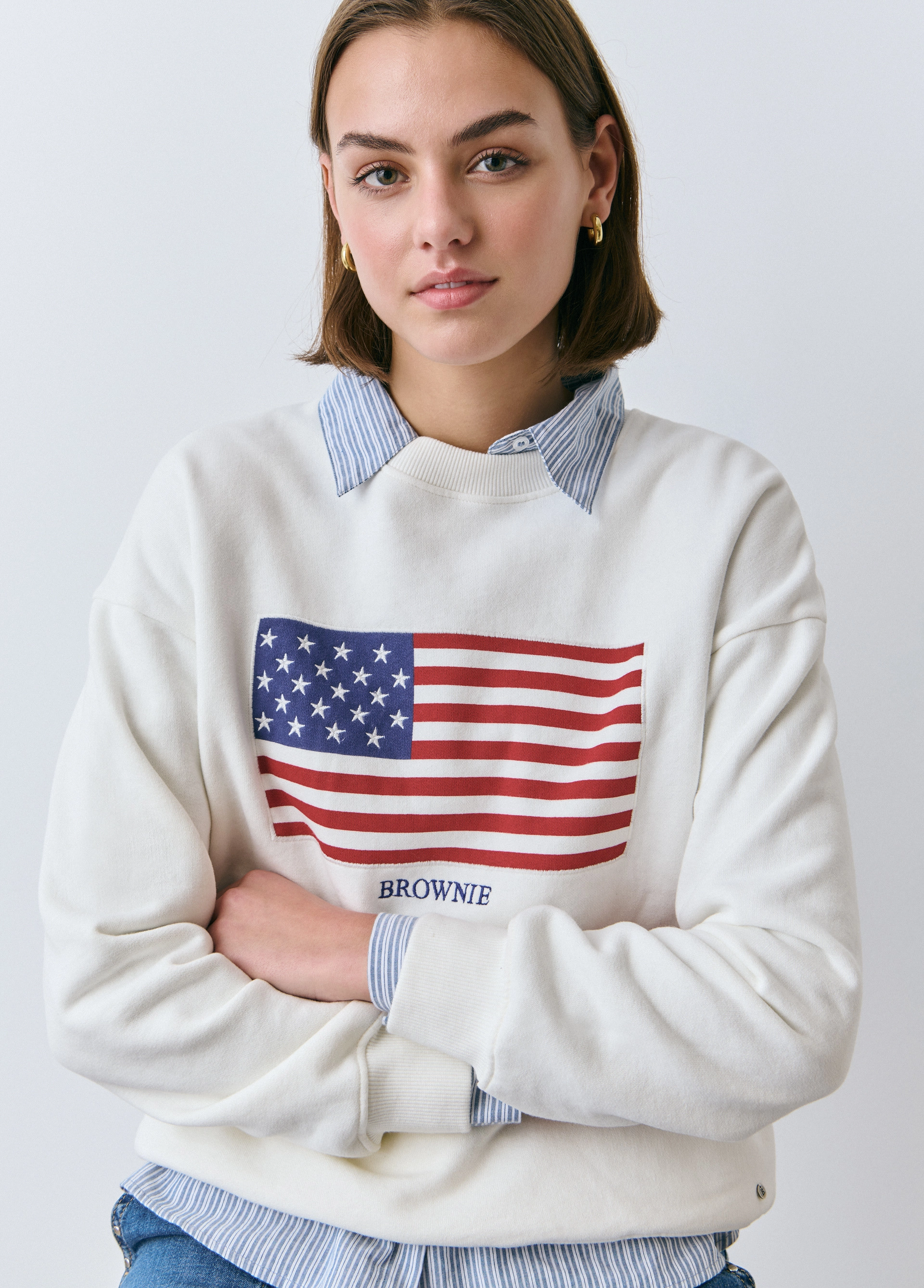 Sweat drapeau avec broderie