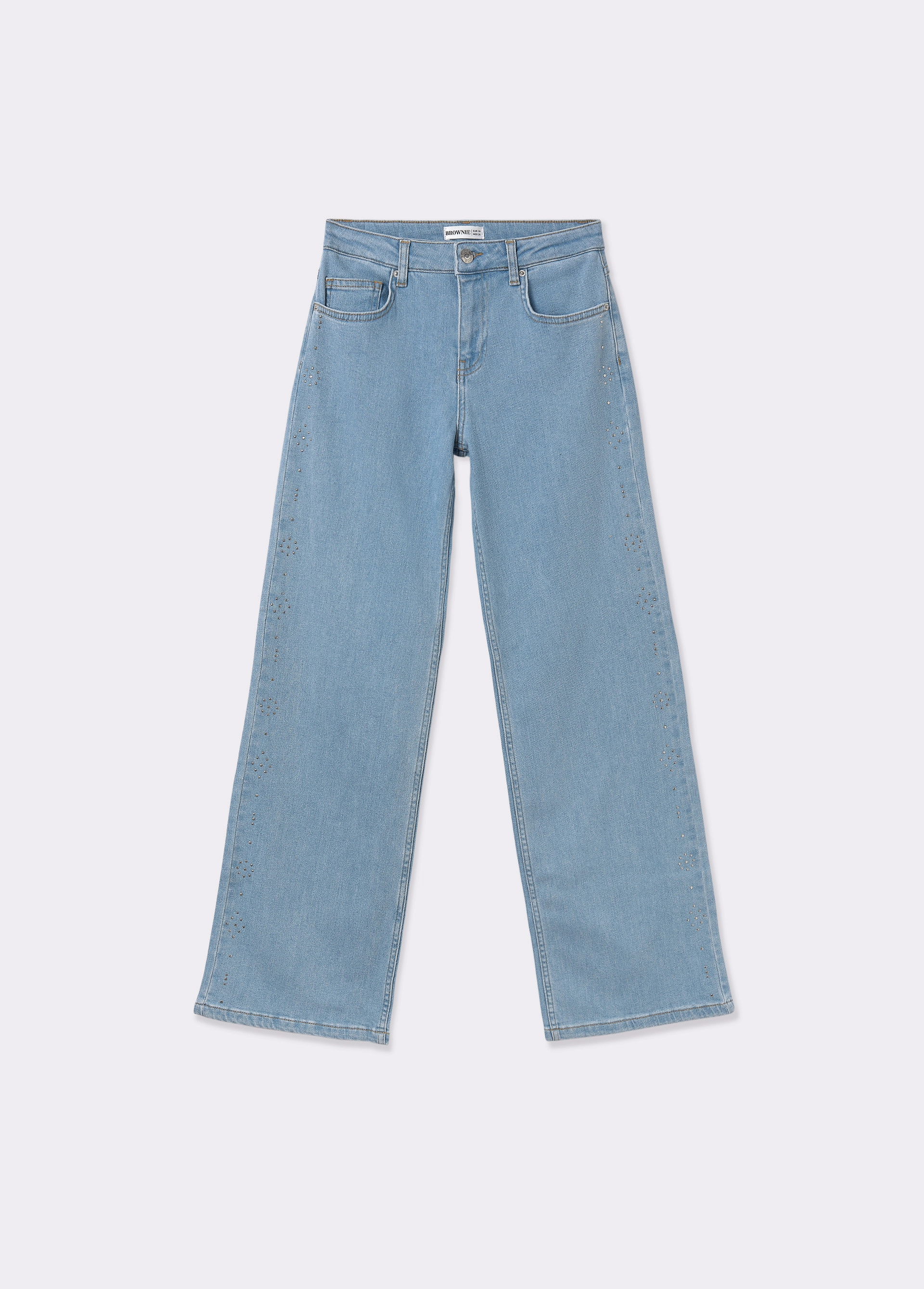 Jeans dritti con borchie