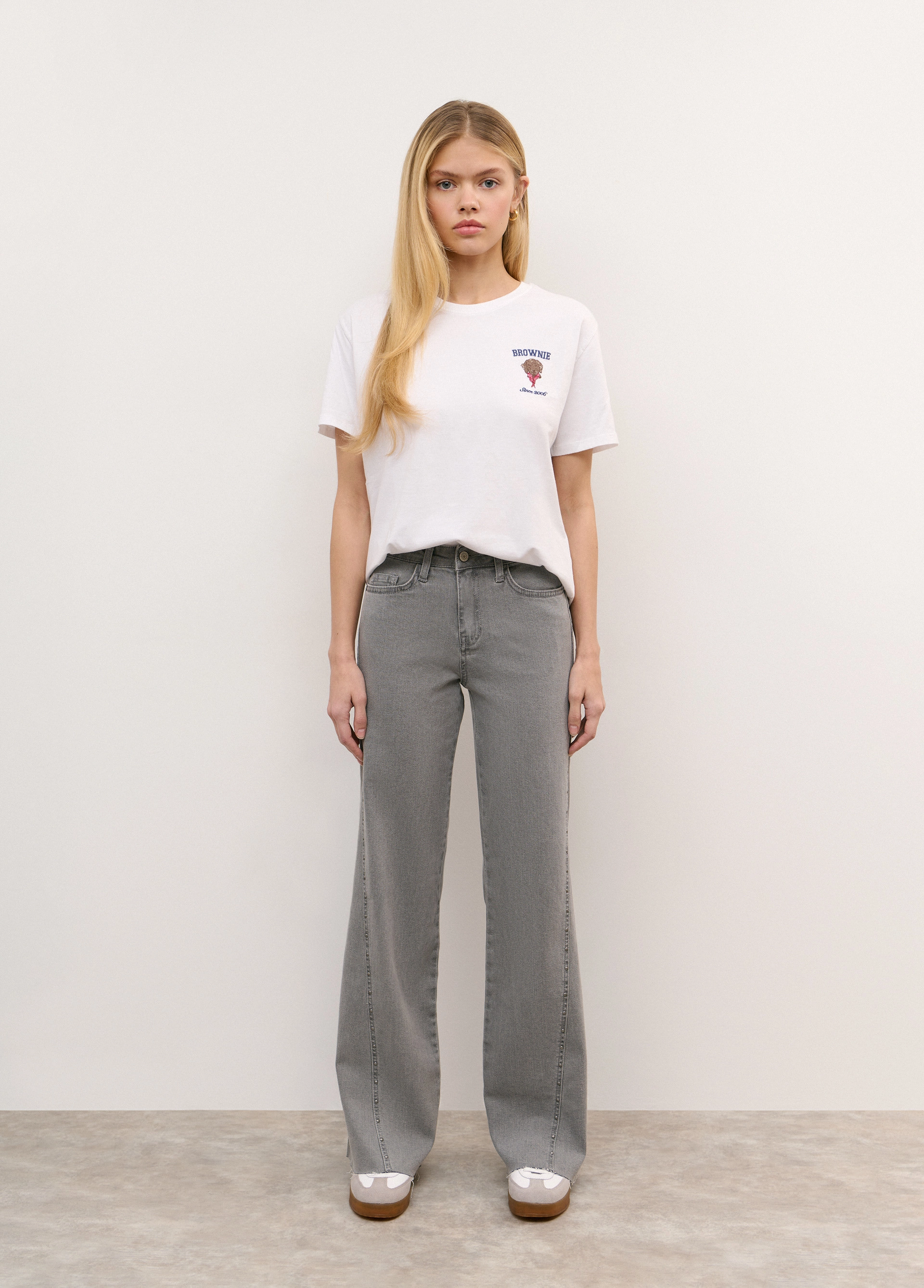 Studded side seam trousers