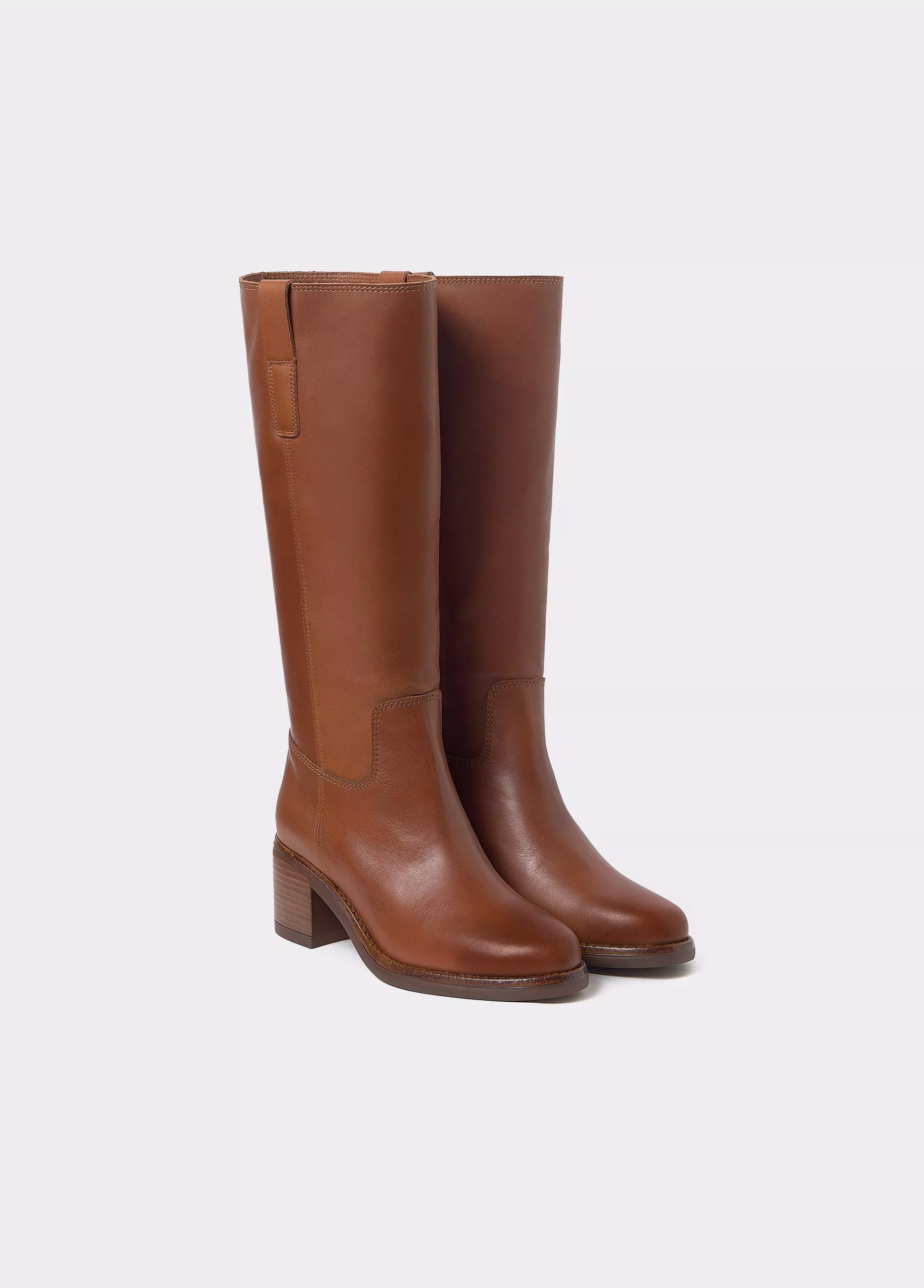 Bottes cavalieres cuir talon BROWNIE