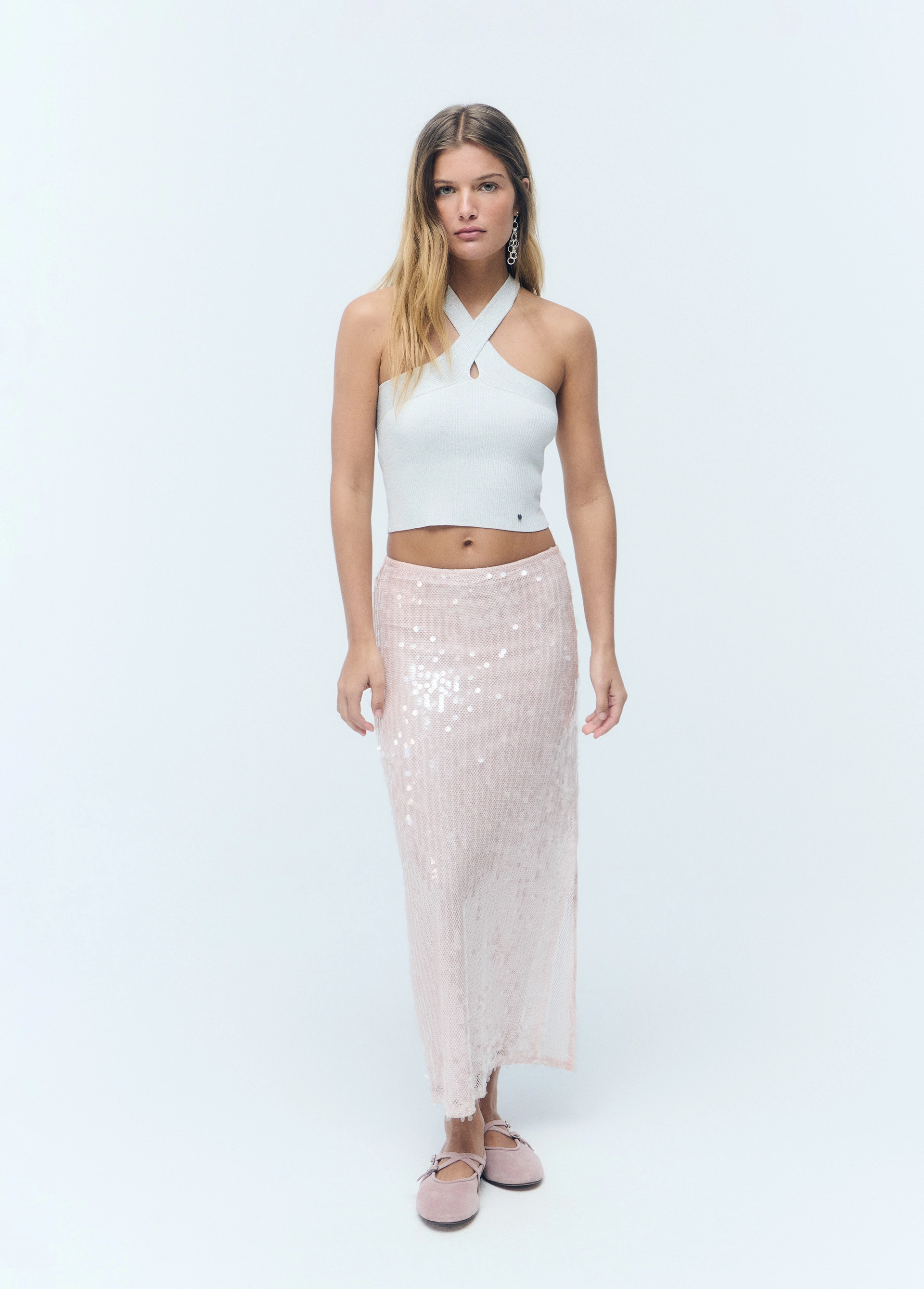 Midi skirt with sequins