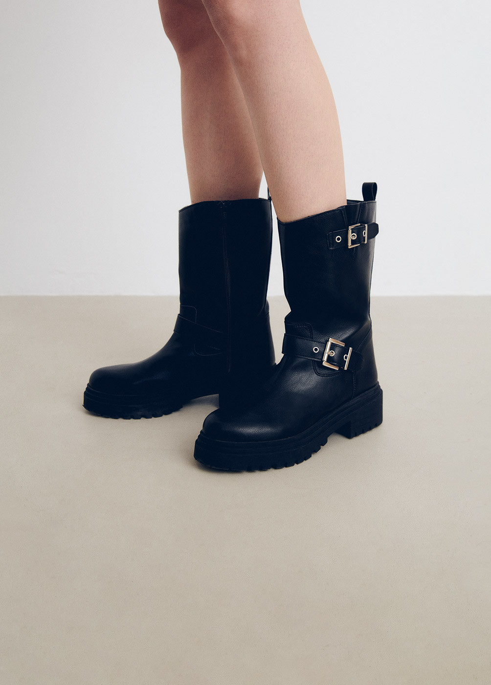 Leather biker clearance boots