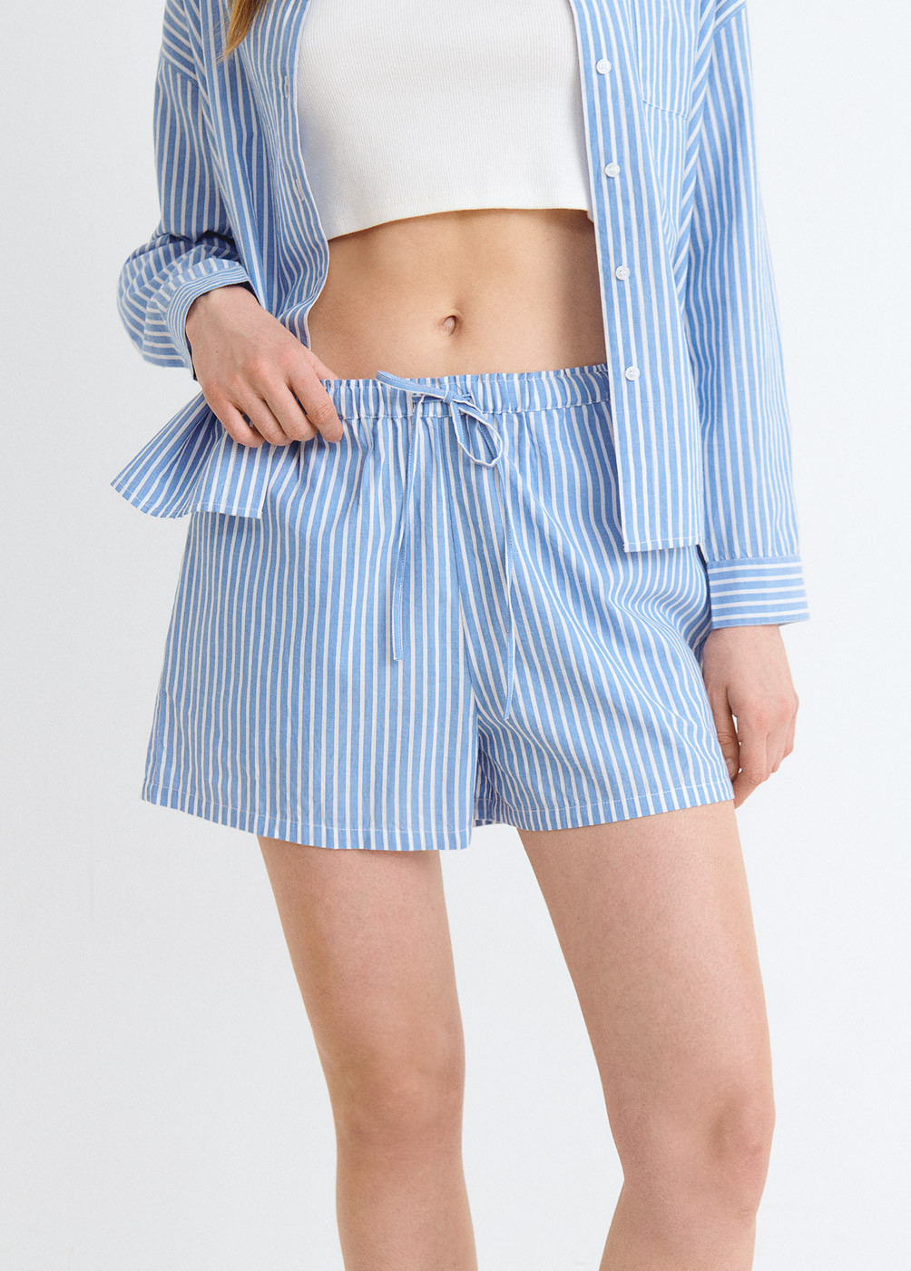 Striped poplin shorts | BROWNIE