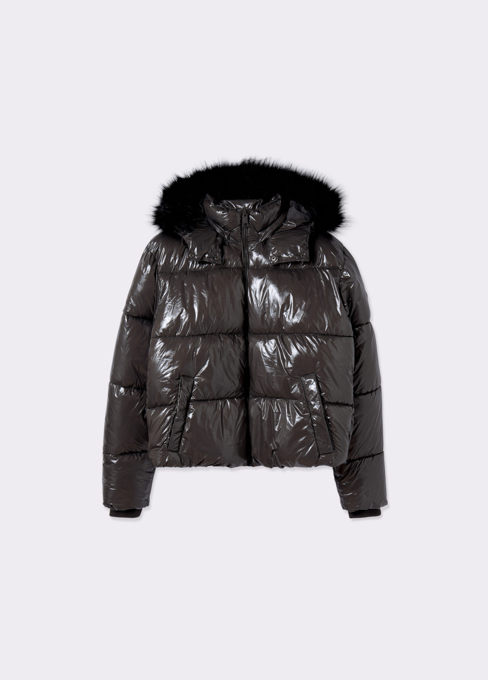 Faux vinyl puffer jacket best sale