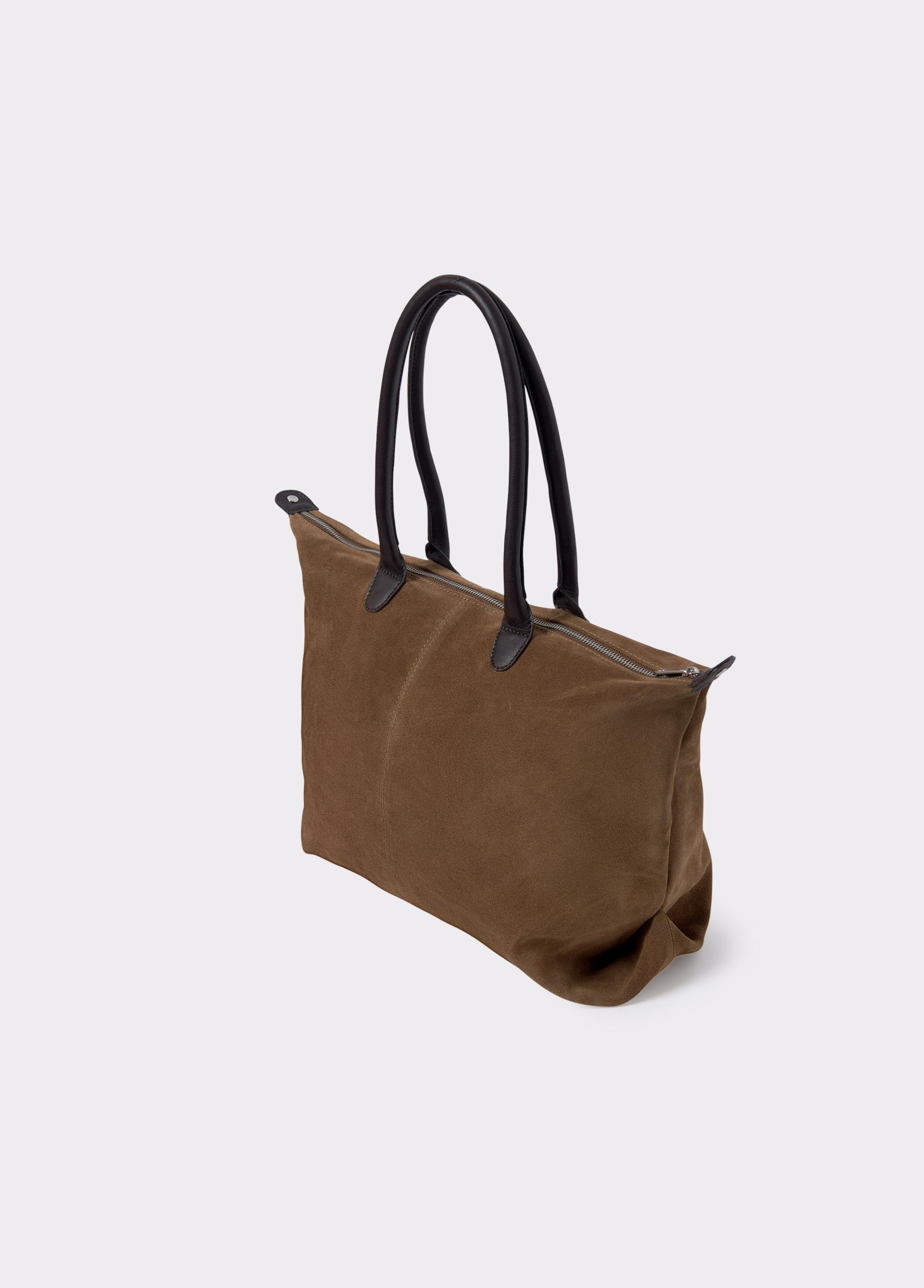 Leather shopper bag with zip best sale