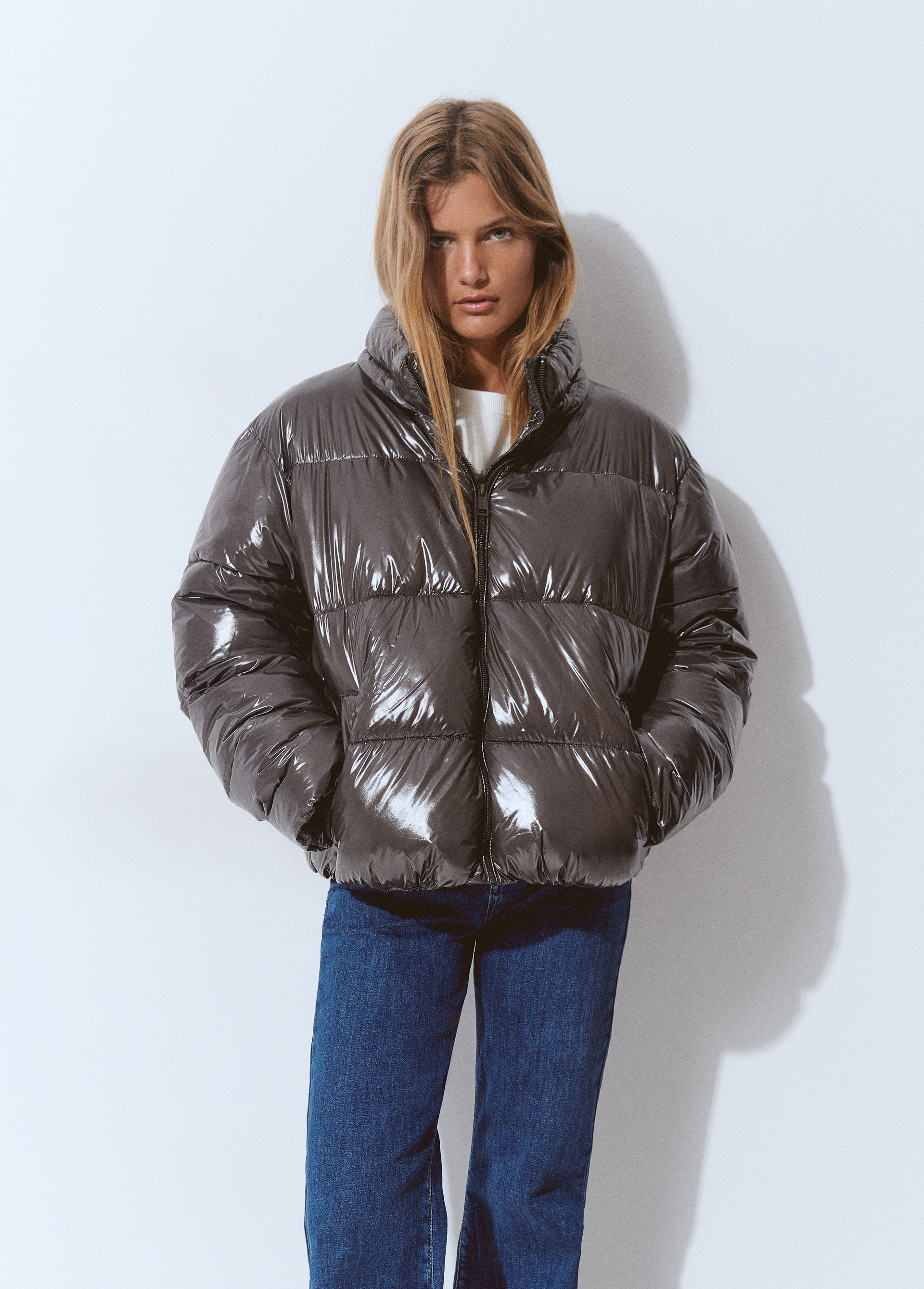 Vinyl puffer coat BROWNIE