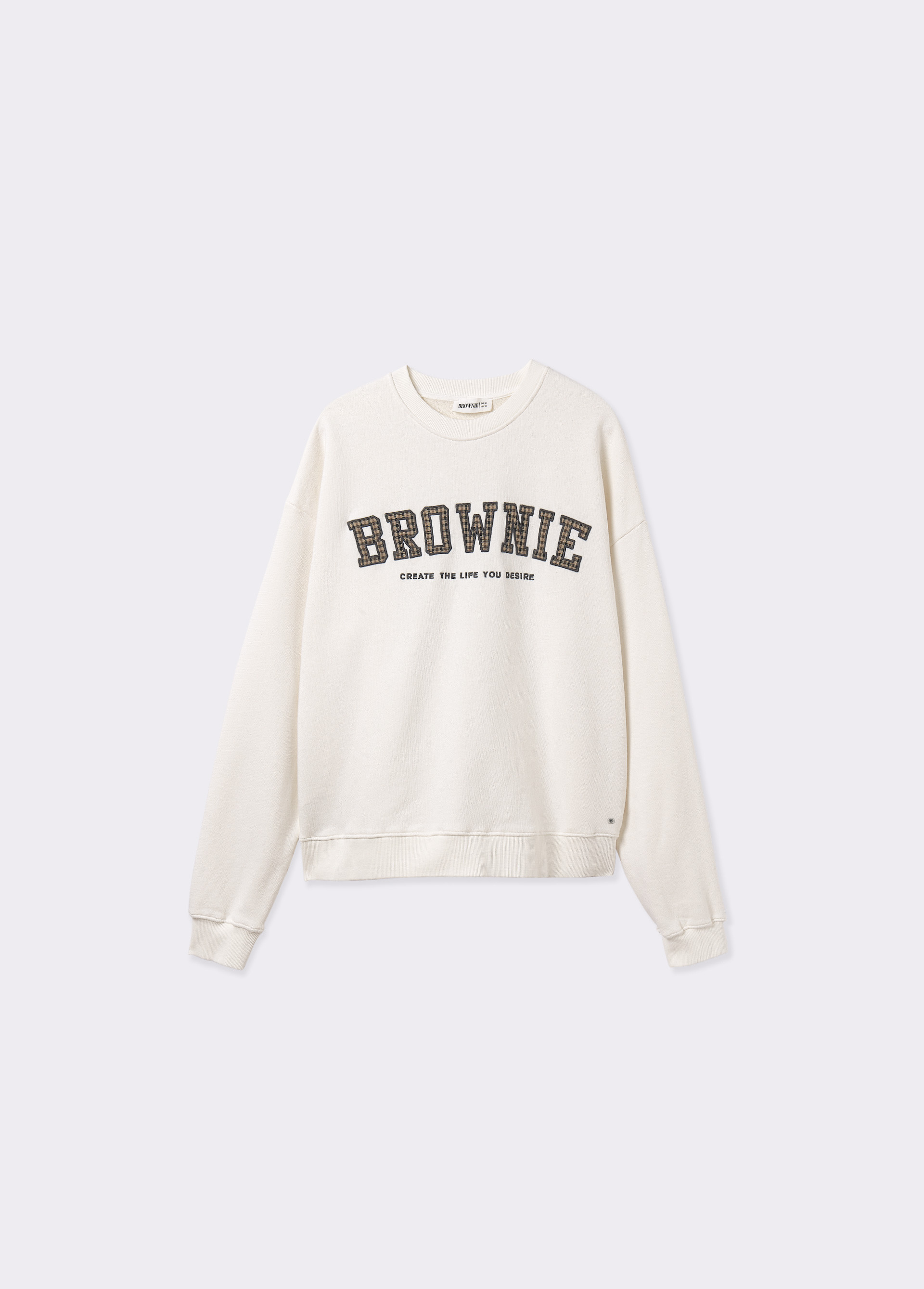 Checked patch sweatshirt BROWNIE