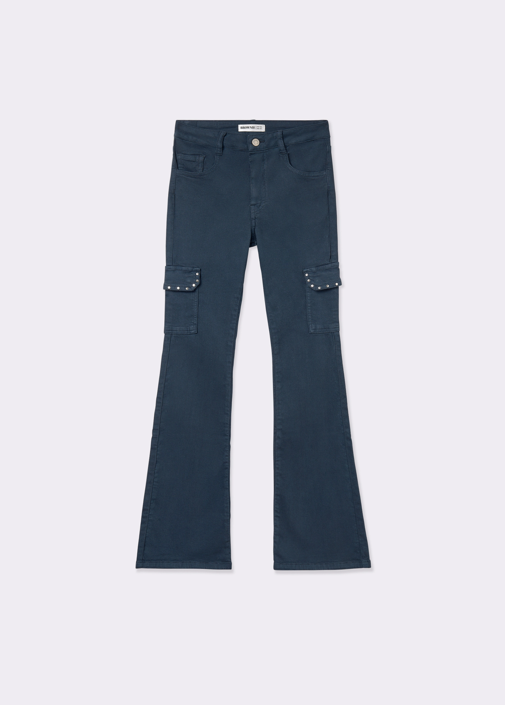 Broek flared cargo studs