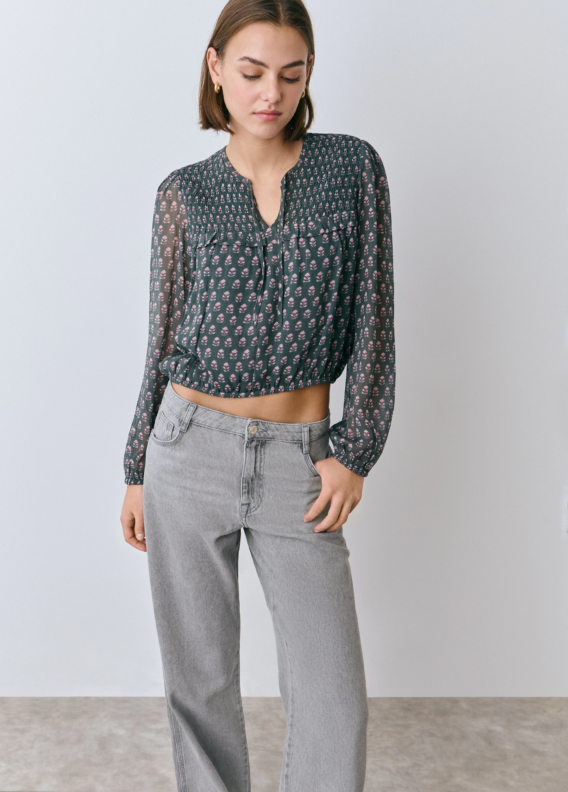 Blouse smokwerk print