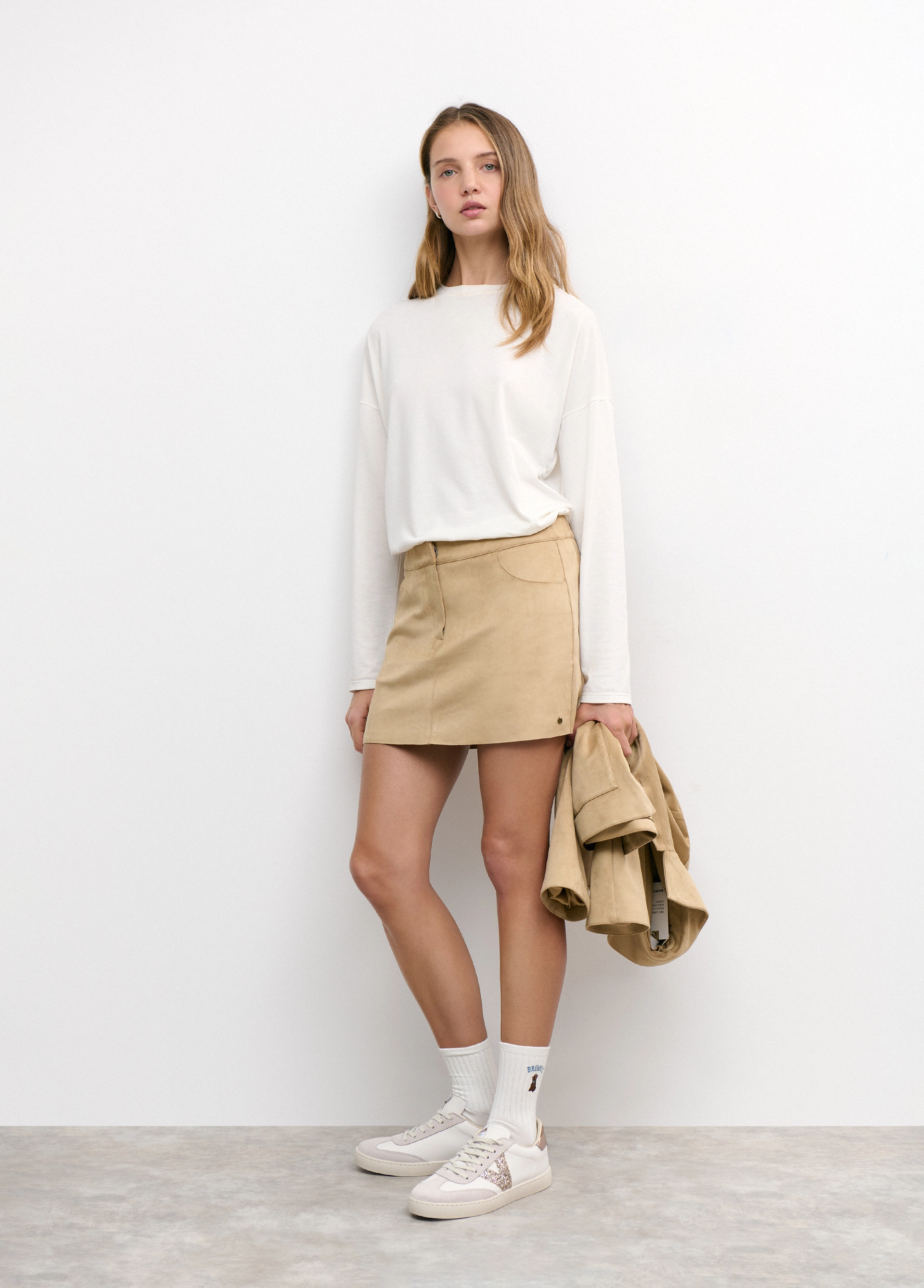 Faux suede mini skirt