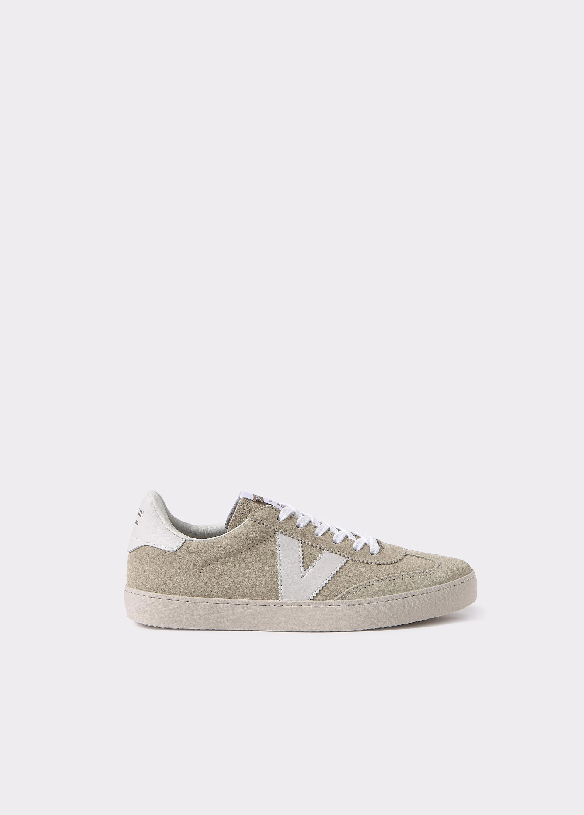 Sneakers beige in pelle in...