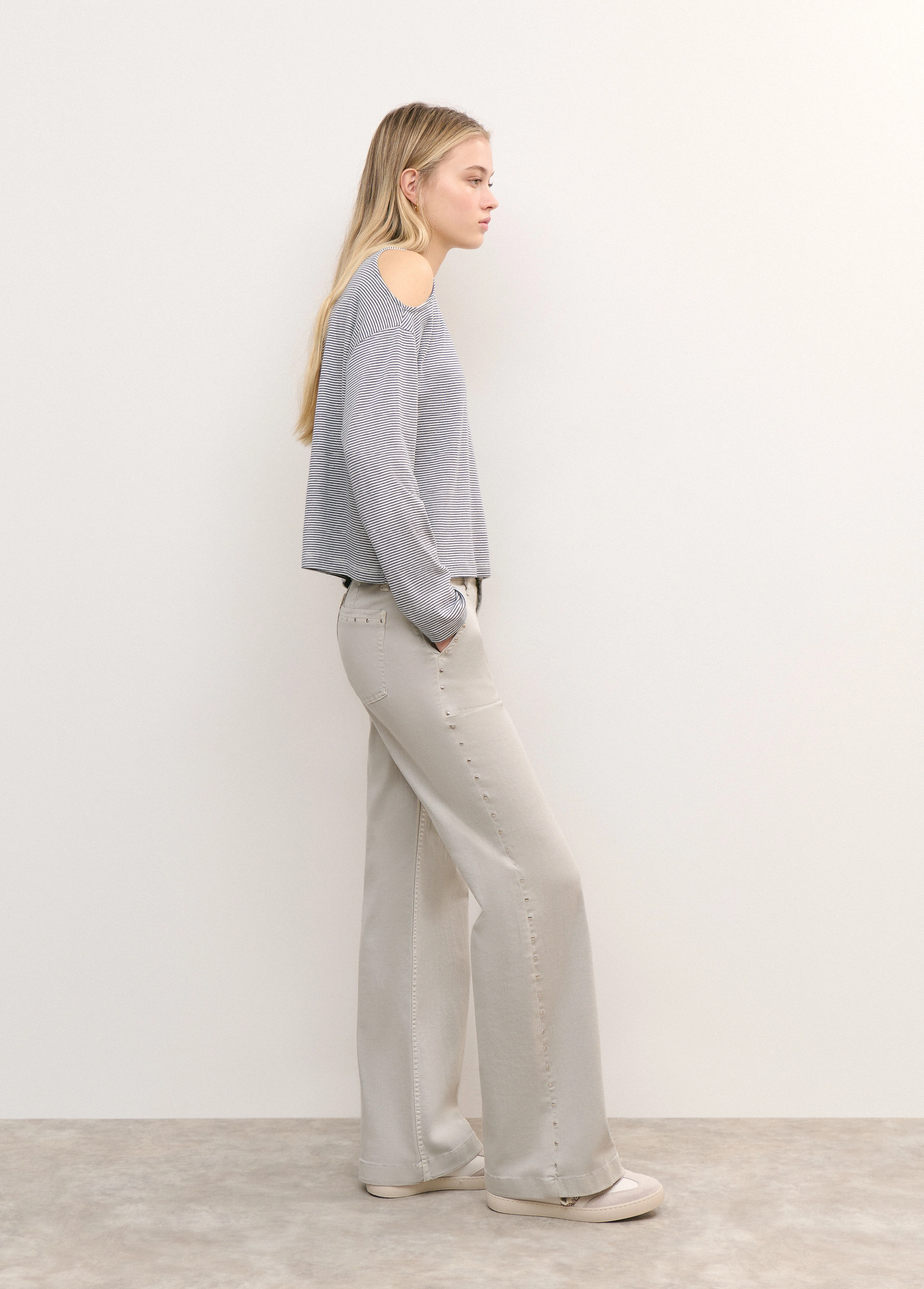 Pantalon jupe-culotte clous