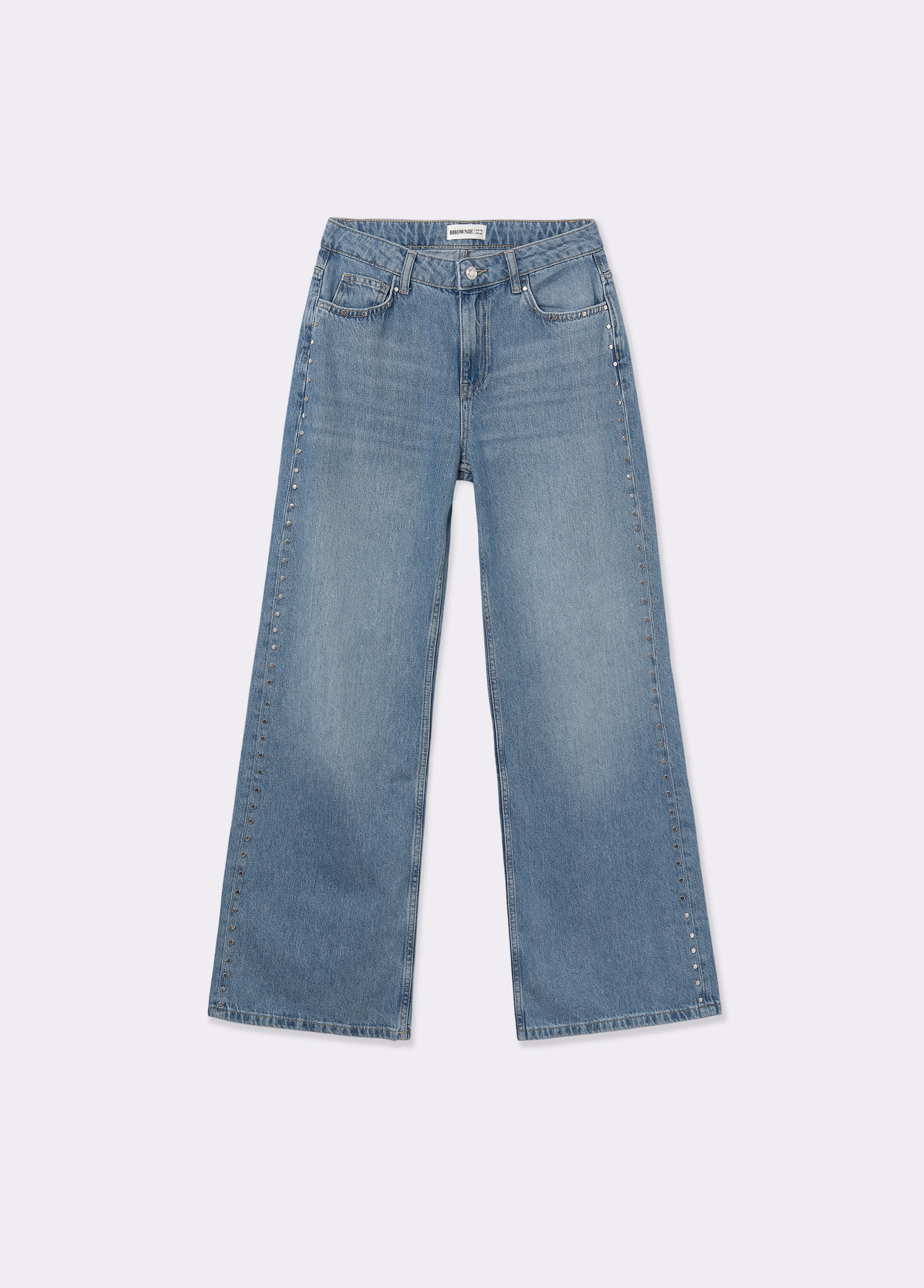 Jeans dritti con borchie