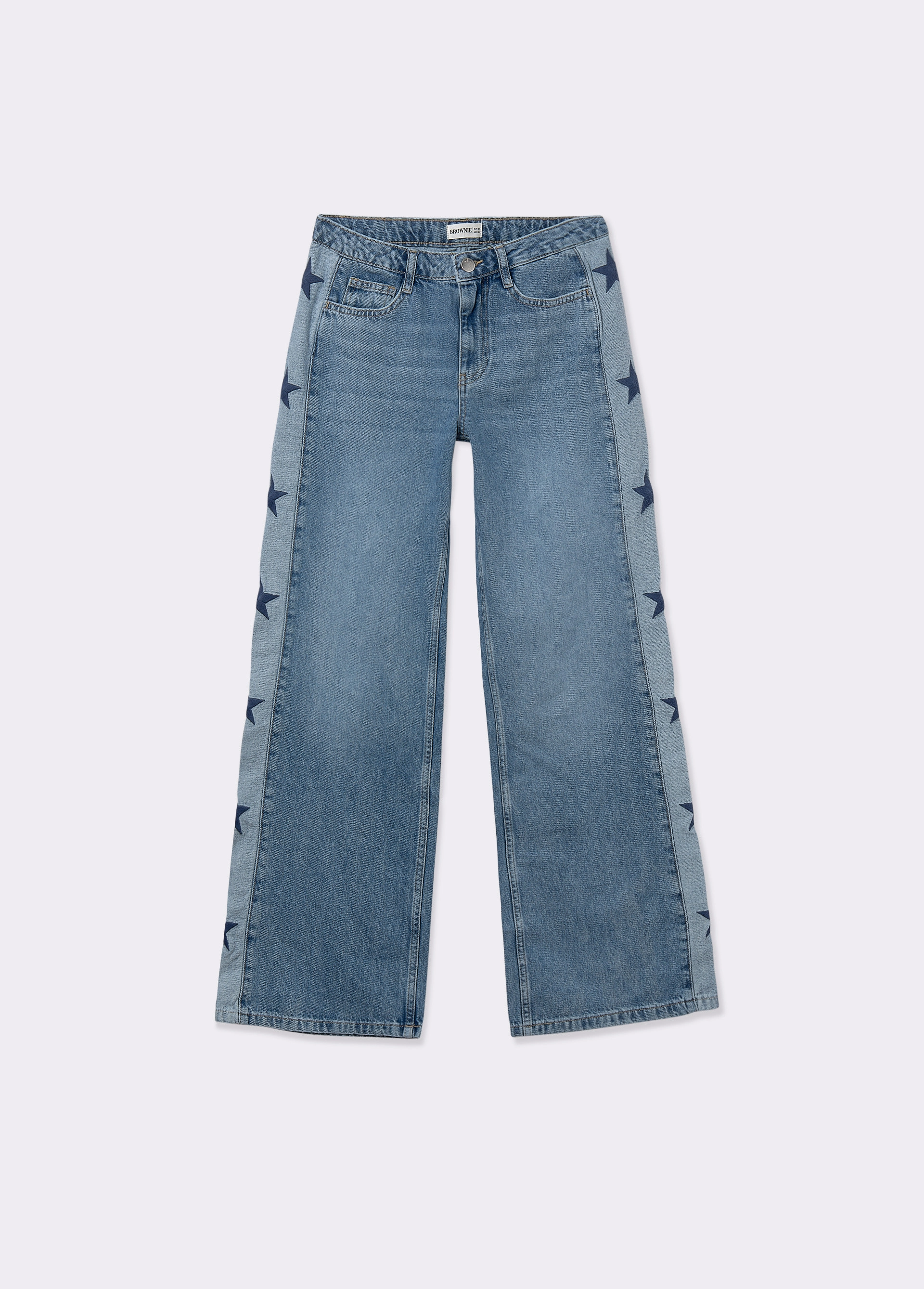 Jeans Stickerei Sterne gerade