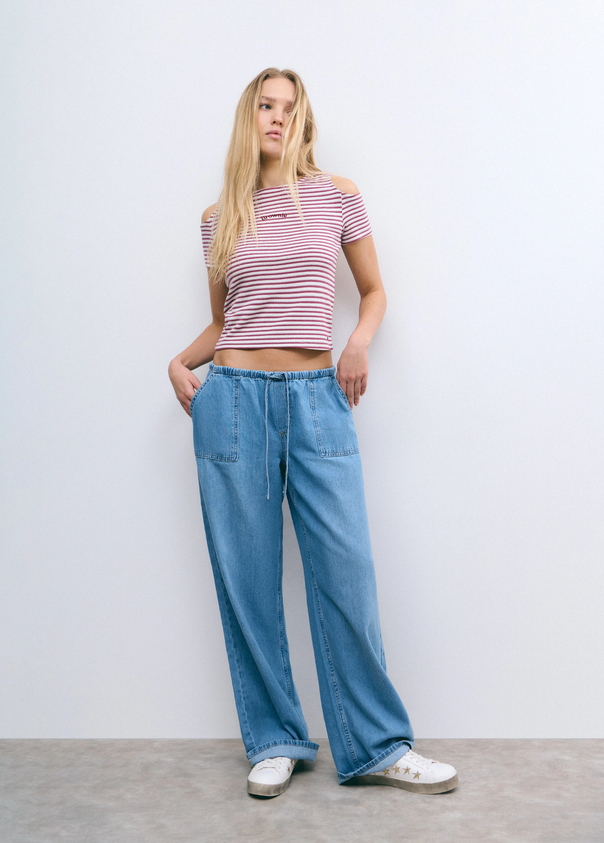 Cut-out culotte jeans