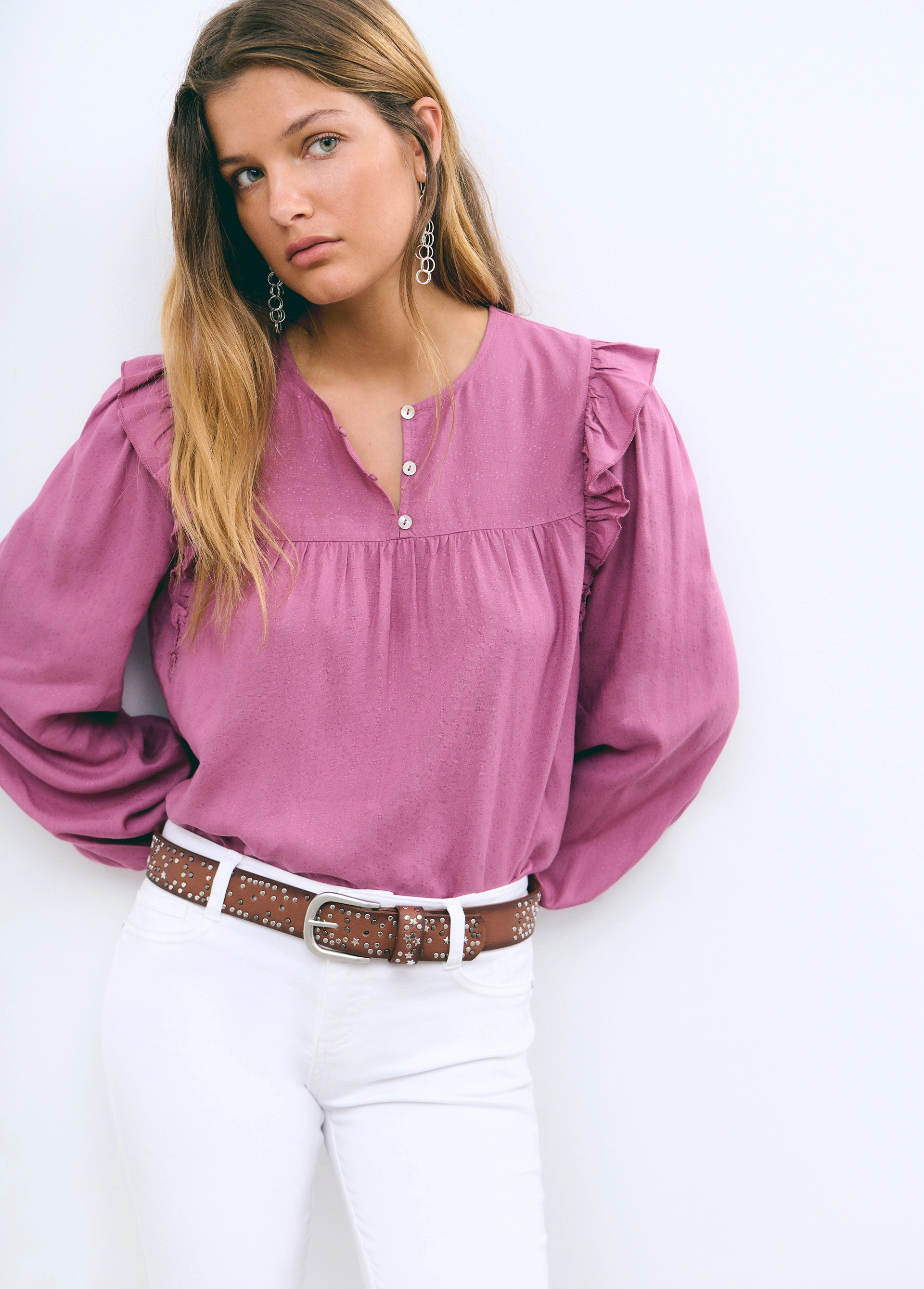 Blusa maniche volant