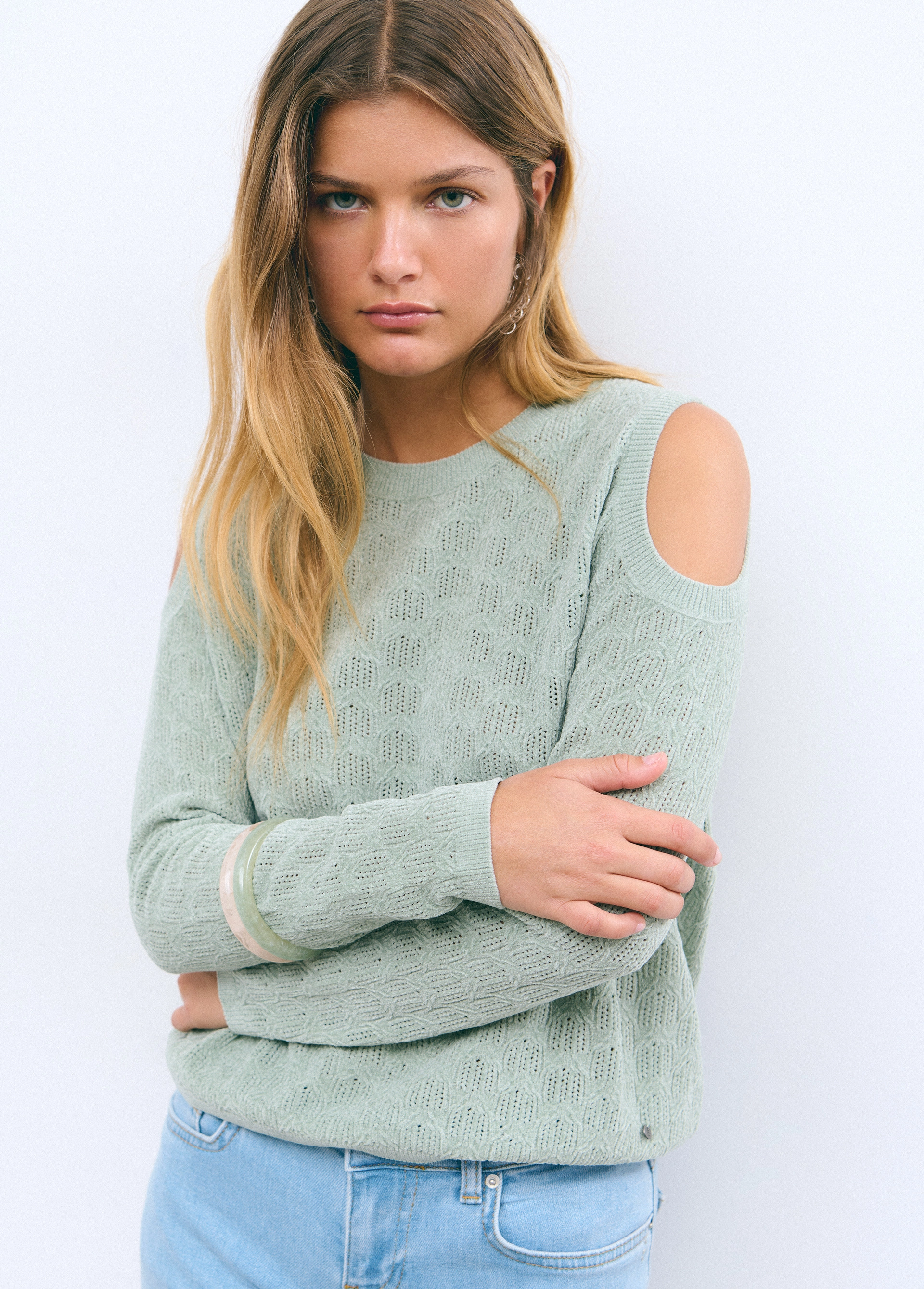 Camisola ombros chenille