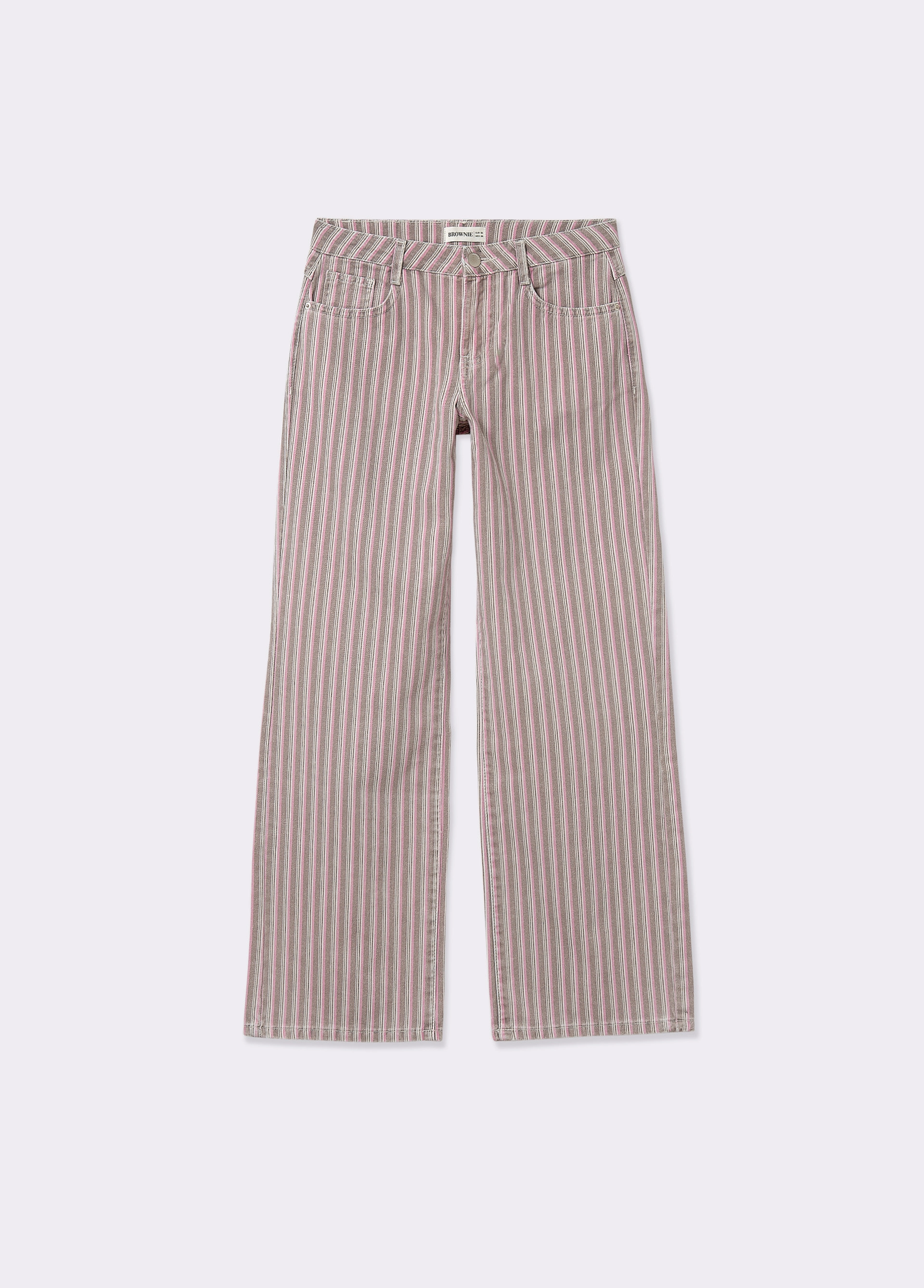 Striped straight cut trousers